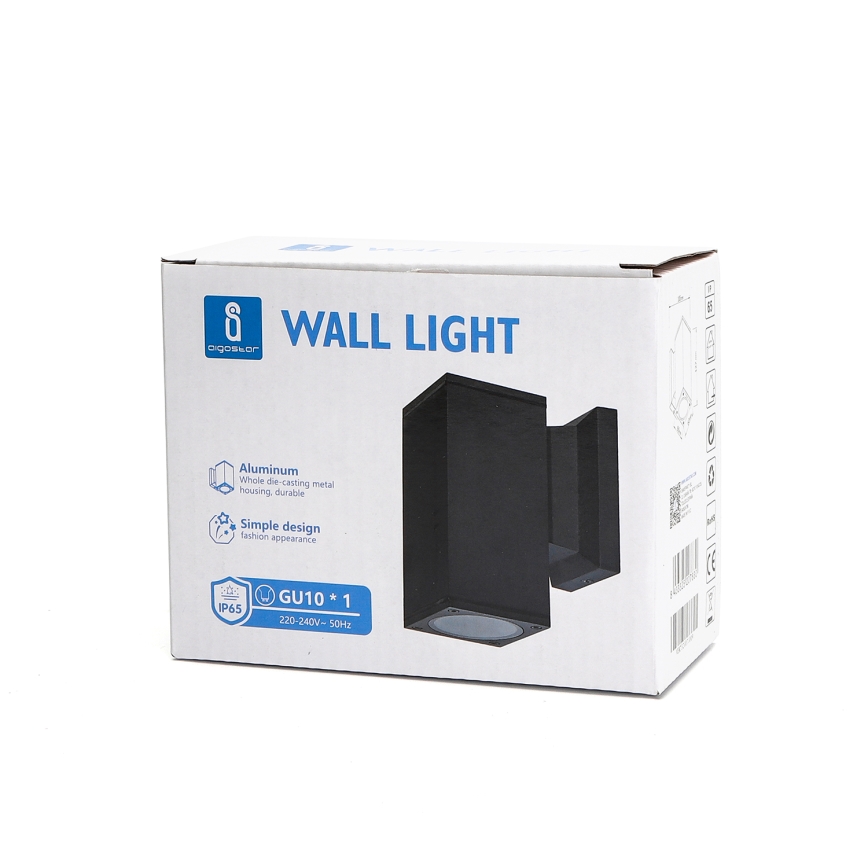 Aigostar - Vägglampa för utomhusbruk 1xGU10/230V svart IP65 vinklat