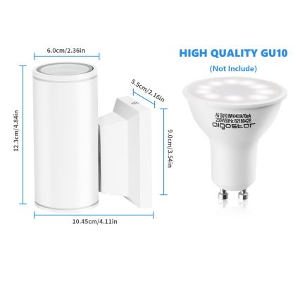 Aigostar - Vägglampa för utomhusbruk 1xGU10/230V vit IP65 rund