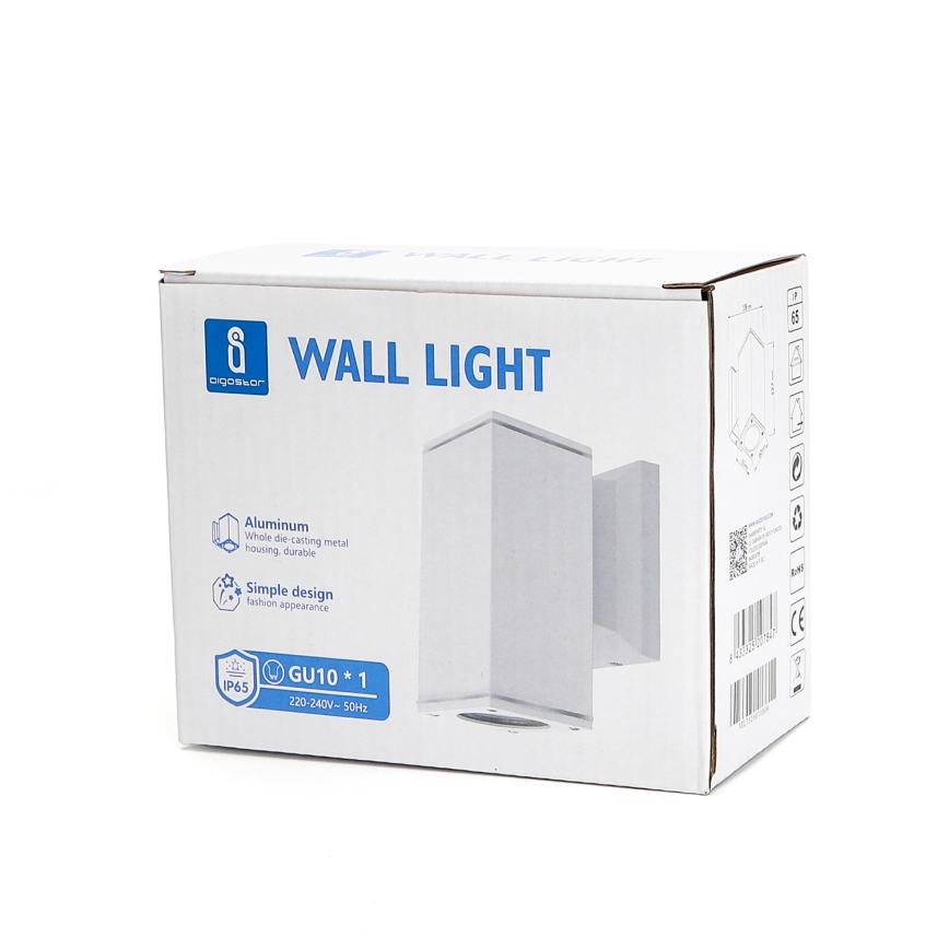 Aigostar - Vägglampa för utomhusbruk 1xGU10/230V vit IP65 vinklat