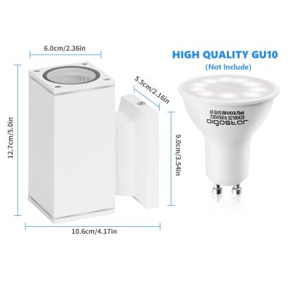 Aigostar - Vägglampa för utomhusbruk 1xGU10/230V vit IP65 vinklat
