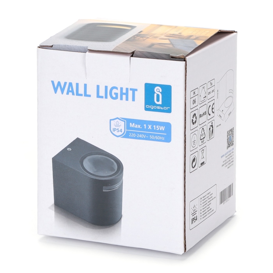 Aigostar - Vägglampa för utomhusbruk 1xGU10/35W/230V svart IP54