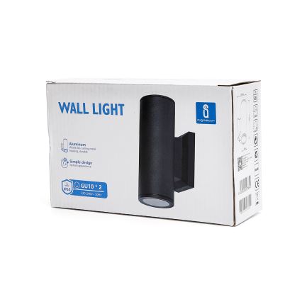 Aigostar - Vägglampa för utomhusbruk 2xGU10/230V svart IP65 rund