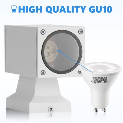 Aigostar - Vägglampa för utomhusbruk 2xGU10/230V vit IP65 vinklat