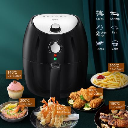 Aigostar - Varmluftsfritös 1500W/230V 3,5l svart