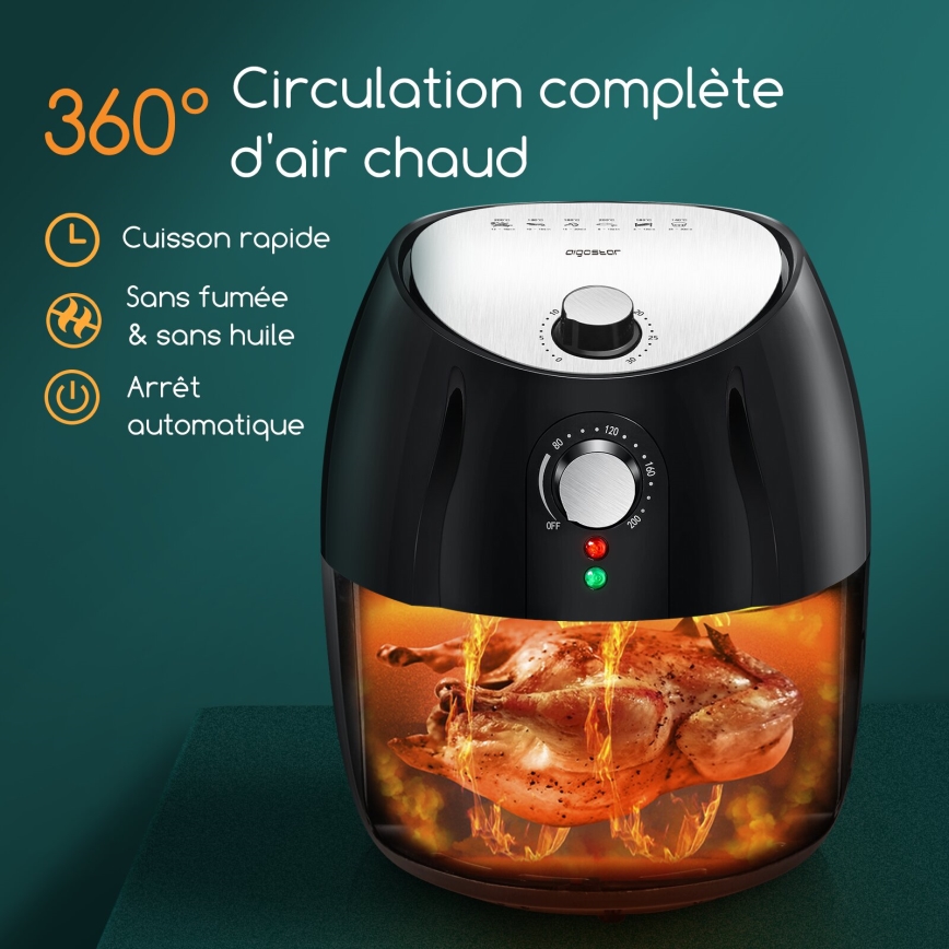 Aigostar - Varmluftsfritös 1500W/230V 3,5l svart