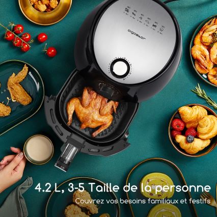 Aigostar - Varmluftsfritös 1500W/230V 3,5l svart