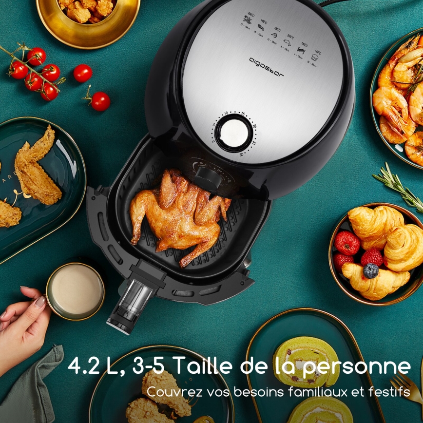 Aigostar - Varmluftsfritös 1500W/230V 3,5l svart