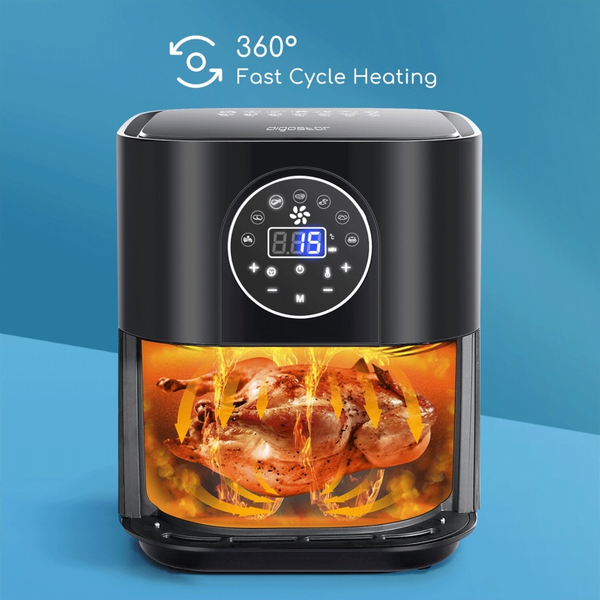 Aigostar - Varmluftsfritös 1500W/230V 3,5l svart