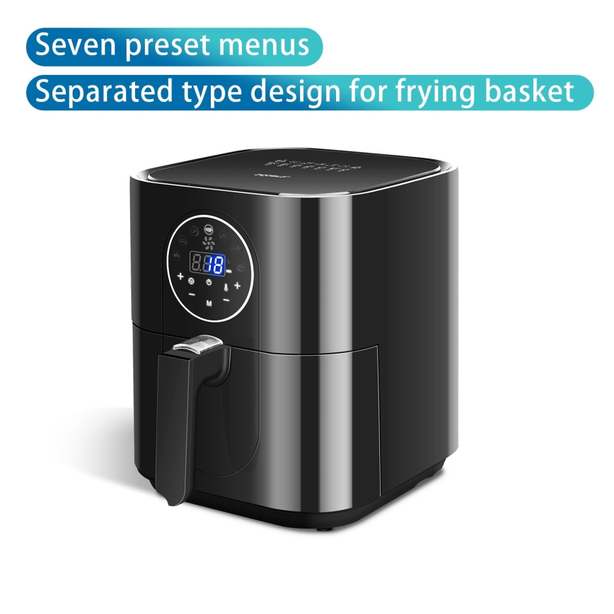 Aigostar - Varmluftsfritös 1500W/230V 3,5l svart