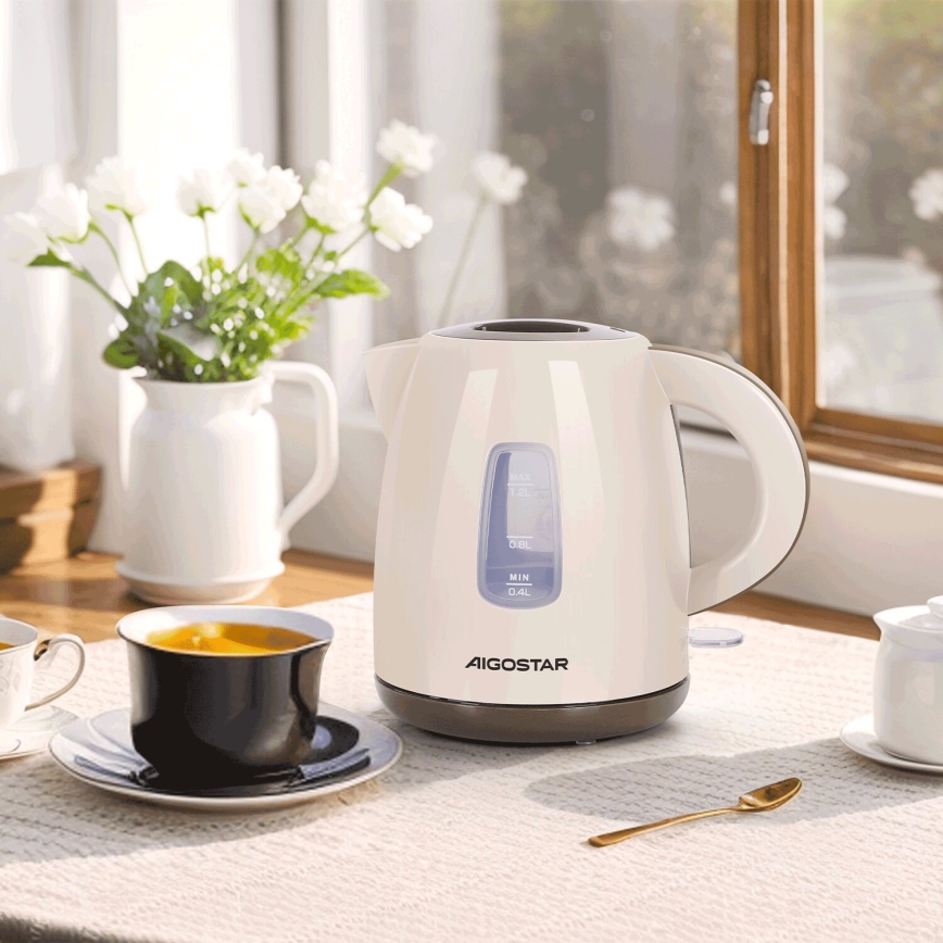 Aigostar - Vattenkokare 1,2l 2200W/230V beige
