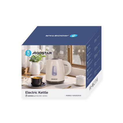Aigostar - Vattenkokare 1,2l 2200W/230V beige