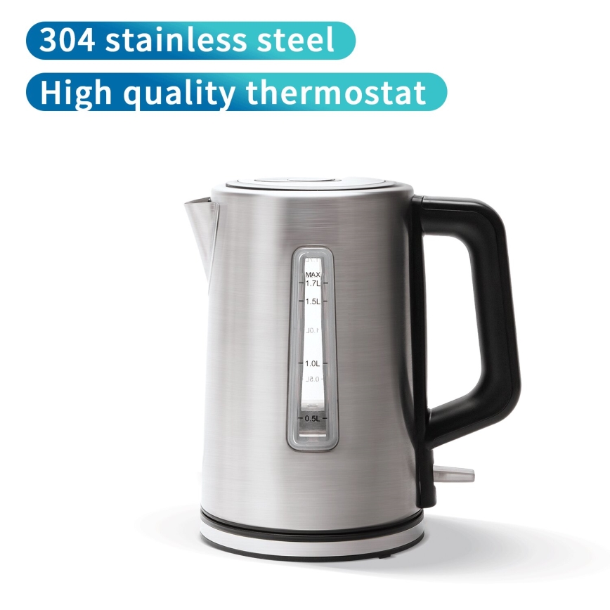 Aigostar - Vattenkokare 1,7l 2200W/230V matt krom