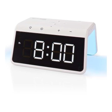 Alarm clock med LCD display and wireless charger 15W/230V vit