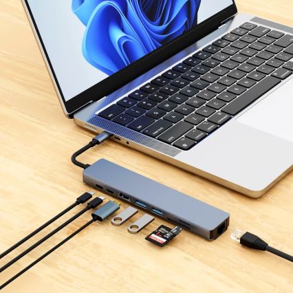 Aligator AHUB001 - USB-C-hubb 8-i-1