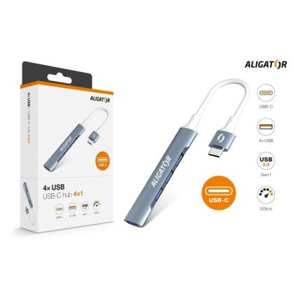 Aligator AHUB002 - USB-C-hubb 4-i-1