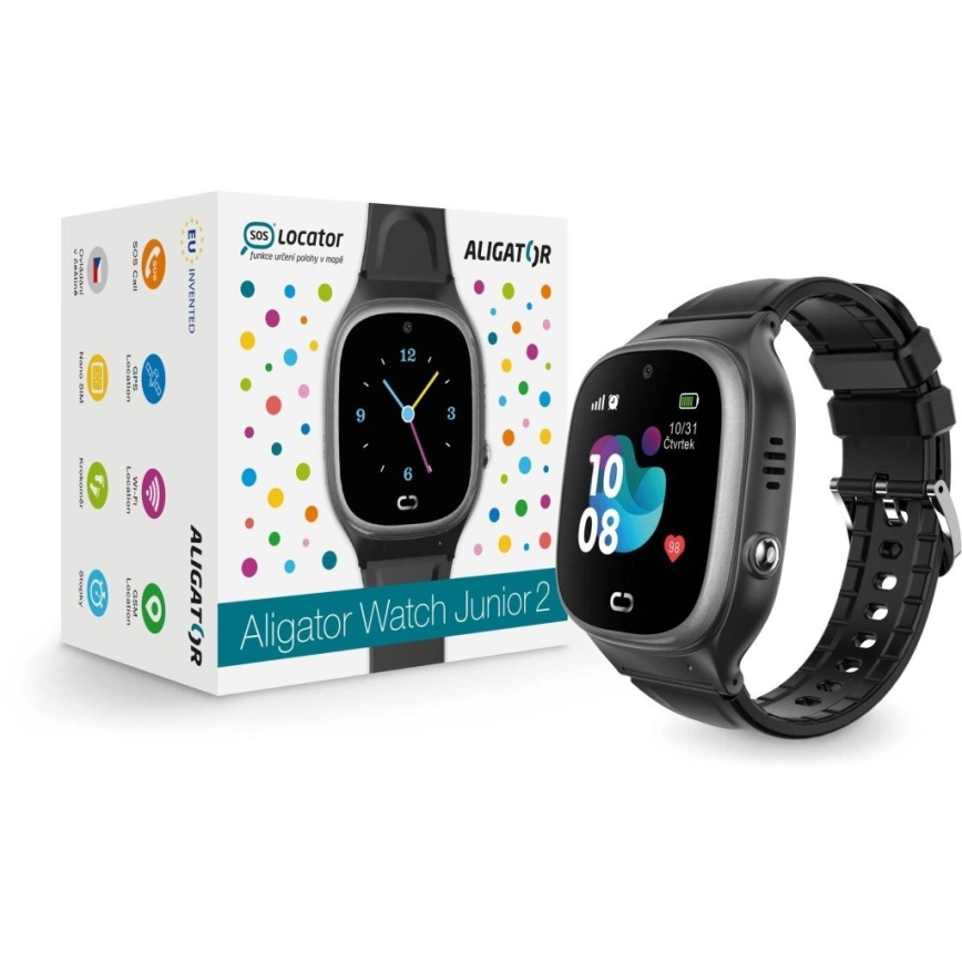 Aligator AW11BK - Smartklocka Watch Junior 2 450 mAh IP67 Wi-Fi svart