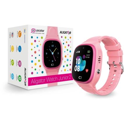Aligator AW11PK - Watch Junior 2 smartklocka, 450 mAh, IP67, Wi-Fi, rosa