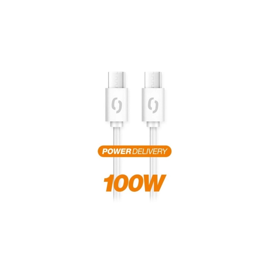 Aligator DATKP47 - USB-kabel USB-C till USB-C, 100 W Power Delivery, 1,5 m, vit