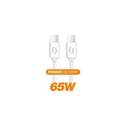 Aligator DATKP49 - USB-kabel USB-C till USB-C, 65 W Power Delivery, 1,5 m, vit