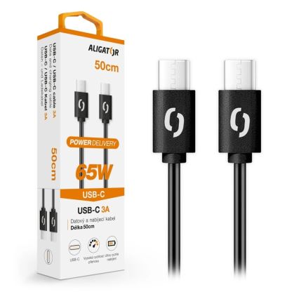 Aligator DATKP54 - USB-kabel USB-C / USB-C 65 W Power Delivery 0,5 m svart