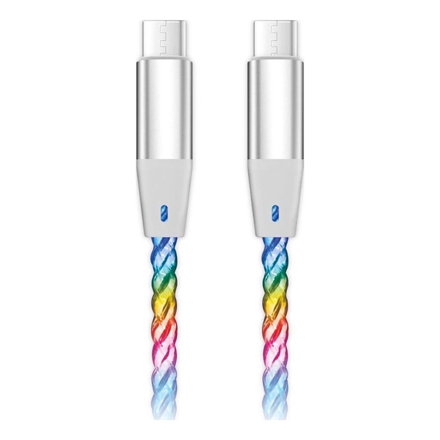 Aligator DATKP64 - USB-C till USB-C-kabel med LED-belysning, 65 W Power Delivery, 0,5 m
