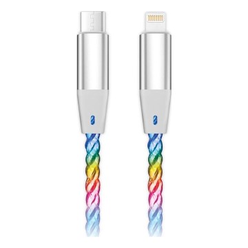 Aligator DATKP65 - USB-kabel USB-C / Lightning med LED-belysning 30 W Power Delivery 0,5 m