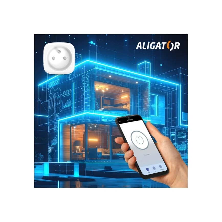 Aligator WAL001 - Smart uttag 3680W/230V/Typ E/16A Wi-Fi Tuya