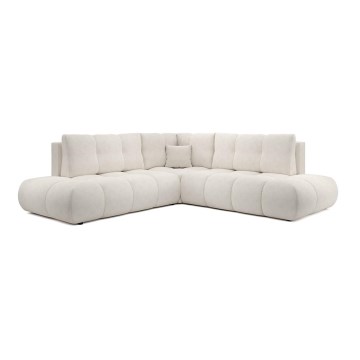 ALMADA L-formad bäddbar klädd hörnsoffa med förvaringsutrymme, vänster, beige