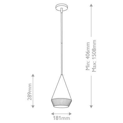 Alora Mood - Takpendel på stång DAPHNE 1xE27/60W/230V Ø 18,1 cm svart/brun
