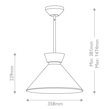 Alora Mood - Taklampa på stång HALSTON 1xE27/60W/230V svart