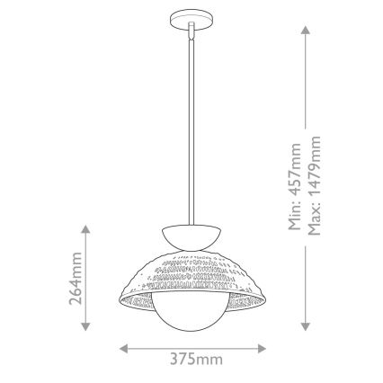 Alora Mood - Takpendel på stång PERTH 1xE27/60W/230V Ø 37,5 cm guldfärgad