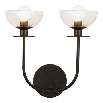 Alora Mood ALM-SYLVIA-2WB-BK-CL - Vägglampa SYLVIA 2xE14/40W/230V svart