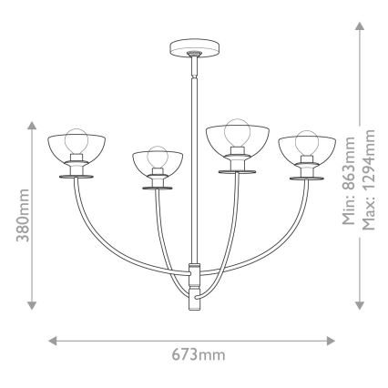 Alora Mood - Taklampa med stång SYLVIA 4xE14/40W/230V svart