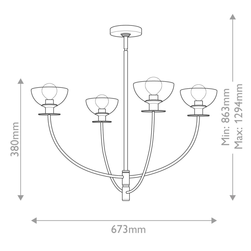 Alora Mood - Taklampa med stång SYLVIA 4xE14/40W/230V svart