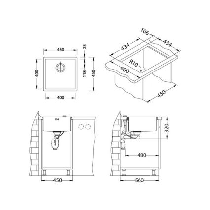 ALVEUS 1103319 - Diskho för kök QUADRIX 45x45 cm monarch guld