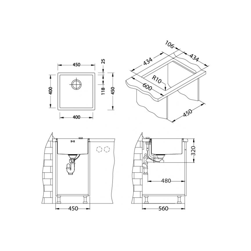 ALVEUS 1103319 - Diskho för kök QUADRIX 45x45 cm monarch guld
