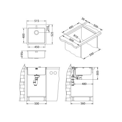 ALVEUS 1106867 - Diskho för kök PURE 52,5x51,5 cm monarch guld