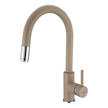 ALVEUS 1129020 - Tvättställsblandare med utdragbar spruta DELOS 38 cm granit/beige