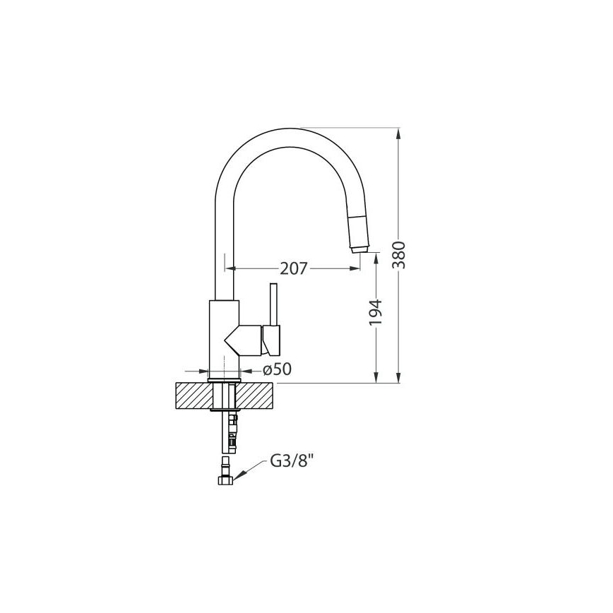ALVEUS 1129021 - Köksblandare med utdragbar dusch DELOS 38 cm blank krom