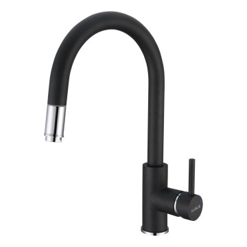 ALVEUS 1129022 - Tvättställsblandare med utdragbar spruta DELOS 38 cm granit/svart