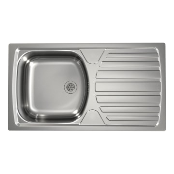 ALVEUS 1136534 - Diskho BASIC 78x43,5 cm matt rostfritt stål/satin, liten bottenventil