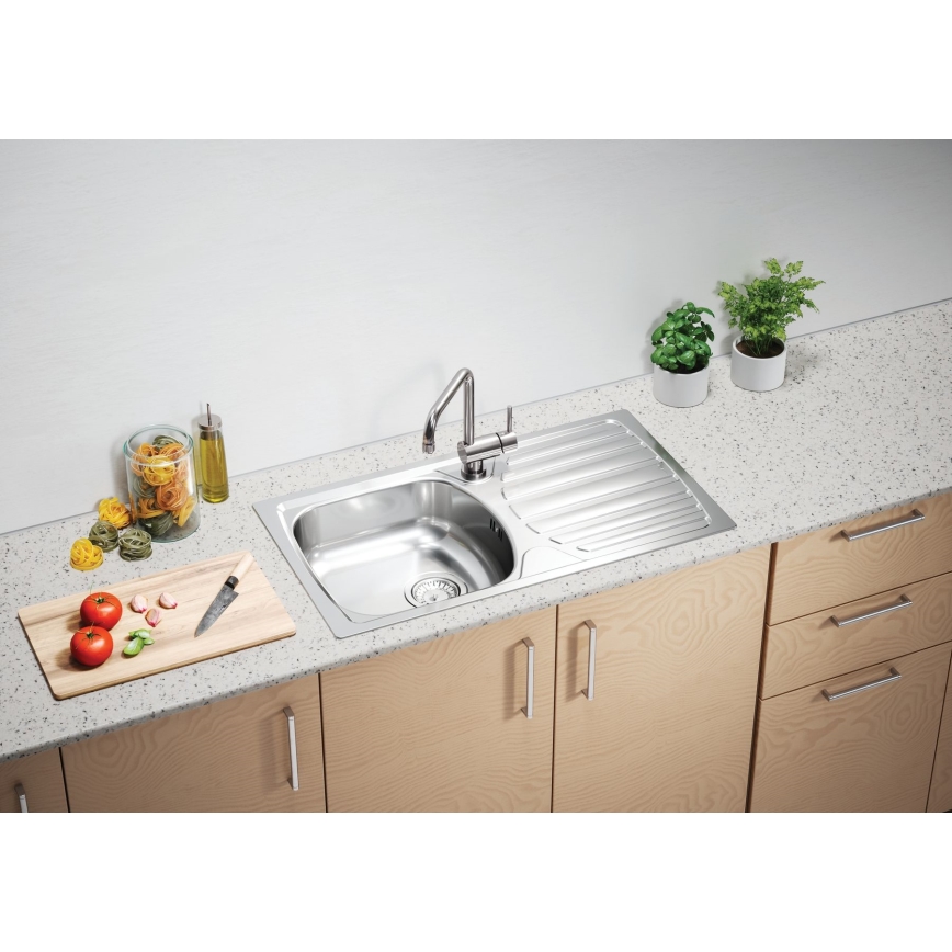 ALVEUS 1136539 - Diskho för kök BASIC 78x43,5 cm matt stål/satin, stort utlopp