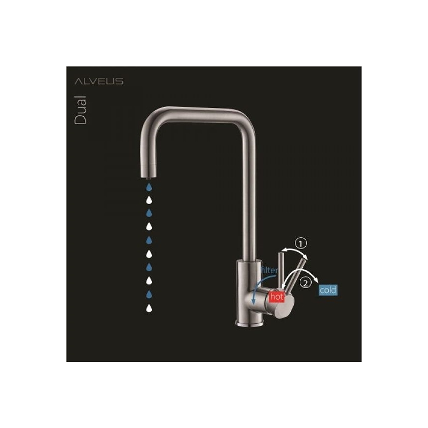 ALVEUS 1139812 - Vaskkran DUAL 37 cm granit/svart