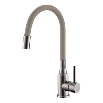 ALVEUS 1144429 - Vaskkran med flexibel arm MINTAS 34 cm borstad stål/beige