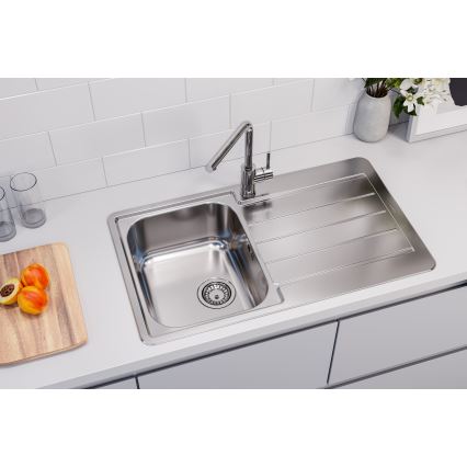 ALVEUS 1144640 - Diskho för kök LINE 86x50 cm matt stål/satin, utan lyftventil