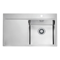ALVEUS 1149516 - Diskho PURE 79 x 52,5 cm satinborstad, högerutförande + vattenlås med snabbavstängning