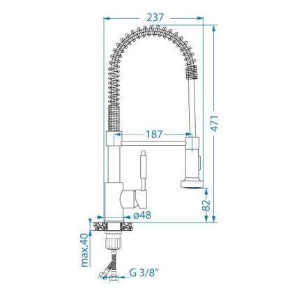 ALVEUS 1150886 - Vaskkran med flexibel arm med spruta URBAN 47,1 cm satin