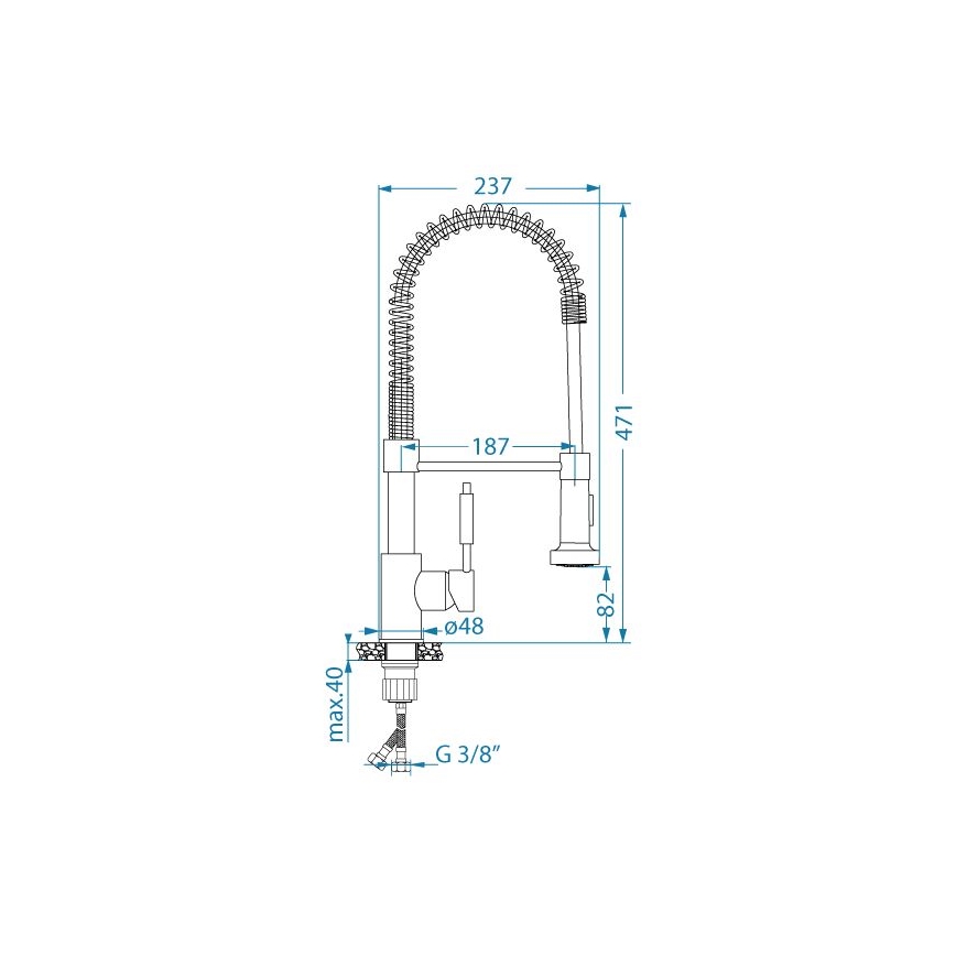ALVEUS 1150886 - Vaskkran med flexibel arm med spruta URBAN 47,1 cm satin