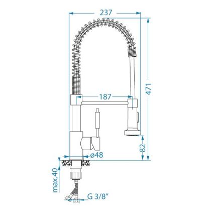 ALVEUS 1150887 - Vaskkran med flexibel arm med spruta URBAN 47,1 cm svart