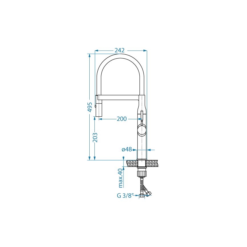 ALVEUS 1150892 - Vaskkran med flexibel arm med spruta MIRAGE 49,5 cm satin
